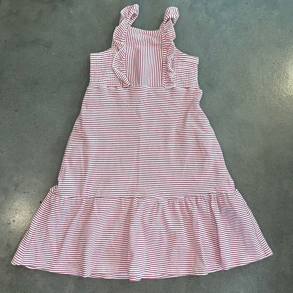 Vignette Ameera red white striped cotton ribbed midi dress youth girls size 8